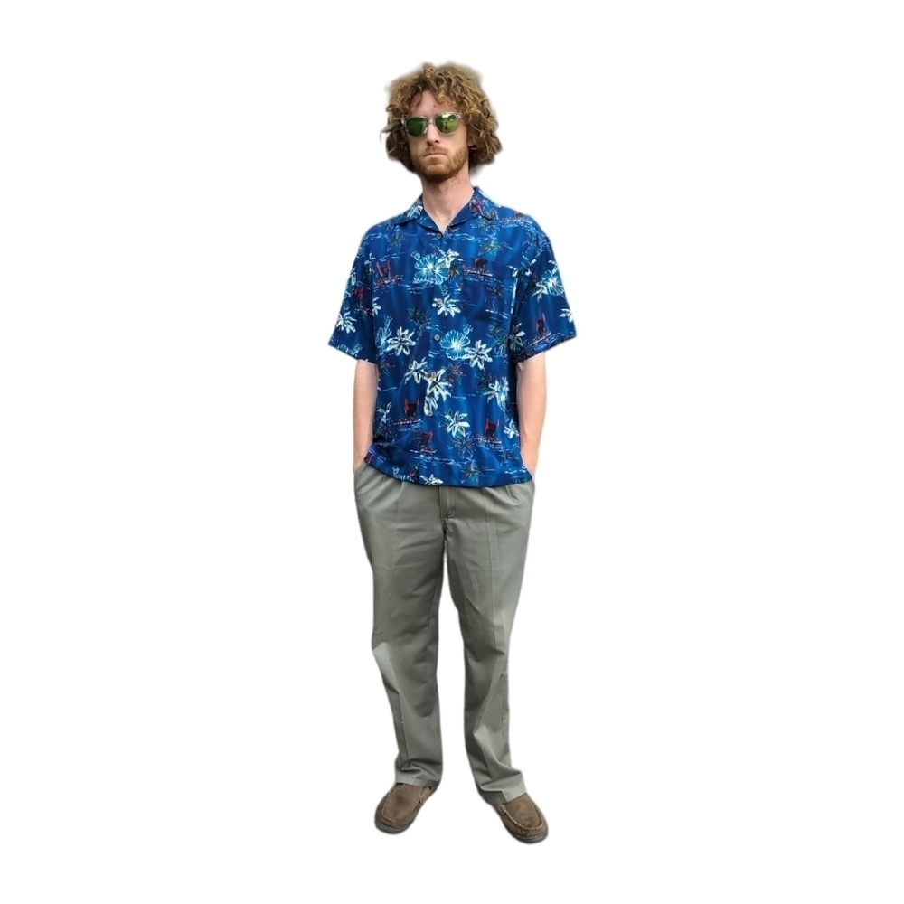 🐞Vintage Aloha Joe Hawaiian Shirt Tropical Floral Beach Short Sleeve Button up